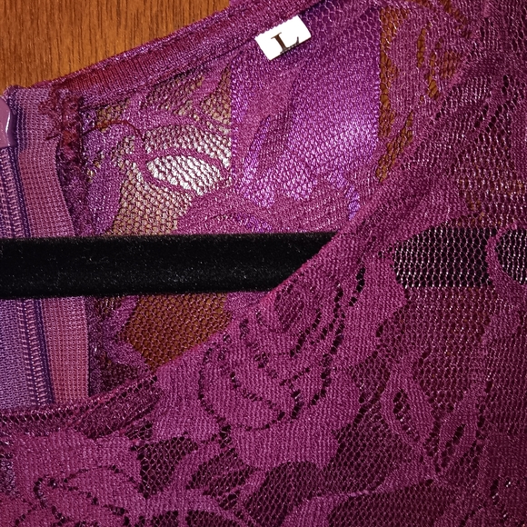 Lace~Purple Floral A-line Formal Dress Sash Bow Belt NWOT - Picture 7 of 14